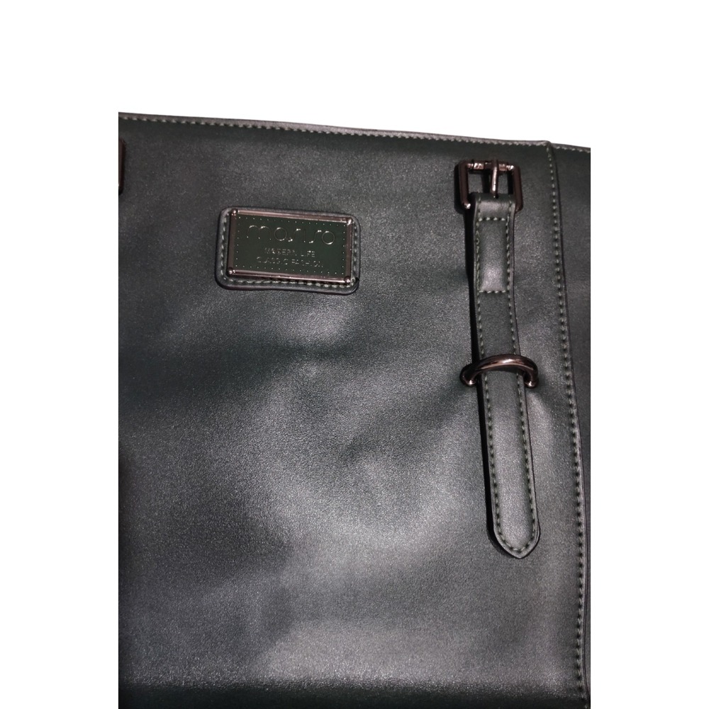 Mossimo Leather Laptop Tote Bag 13 inch Inside Messenger Bag Dark Green - Picture 6 of 14